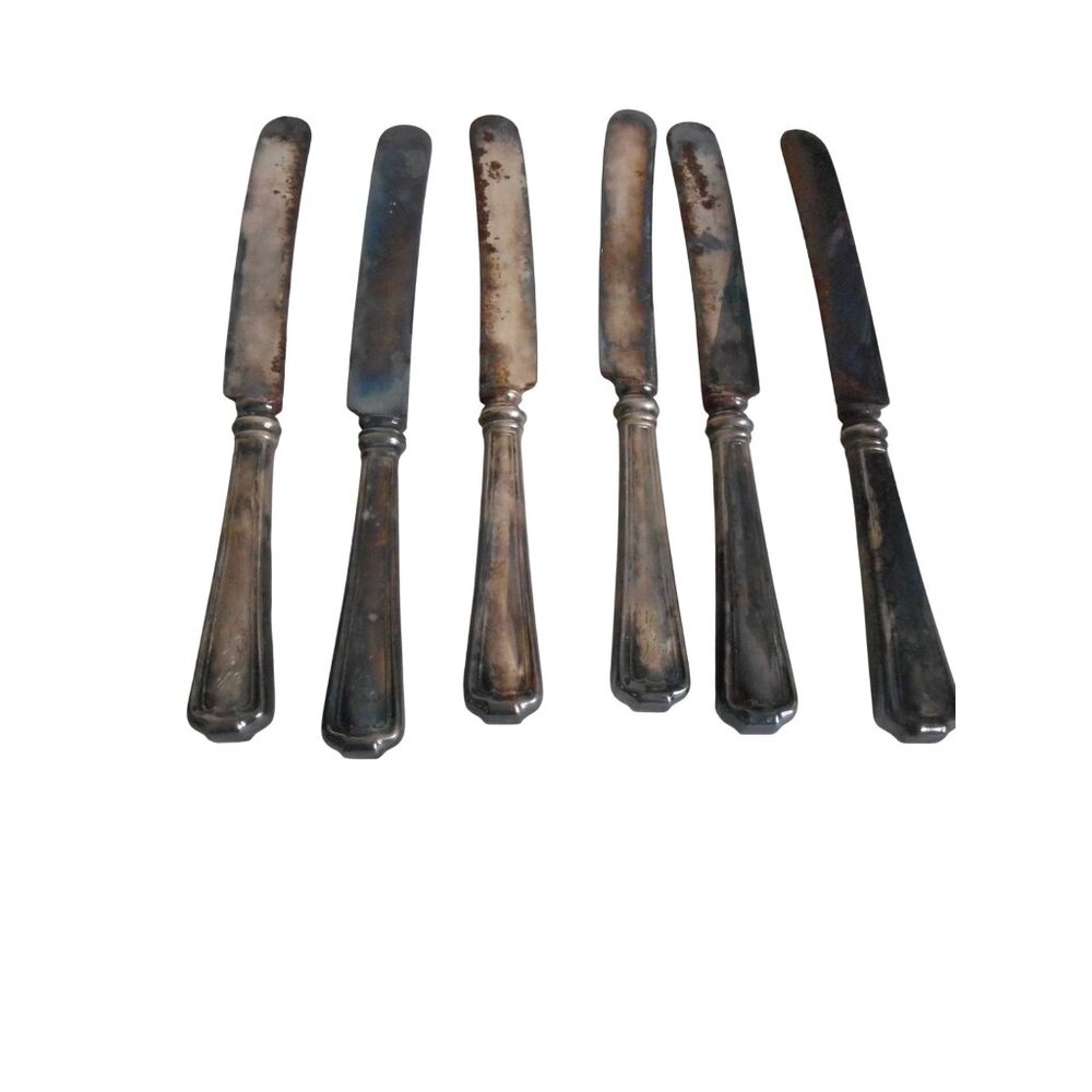 6 c1919 1847 Rogers Bros XS Triple Cromwell Pattern Knives Silver Plate